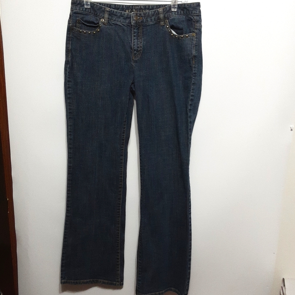 Michael's Kors Women's 10 Mid Rise Studded Boot Cut Denim Jean